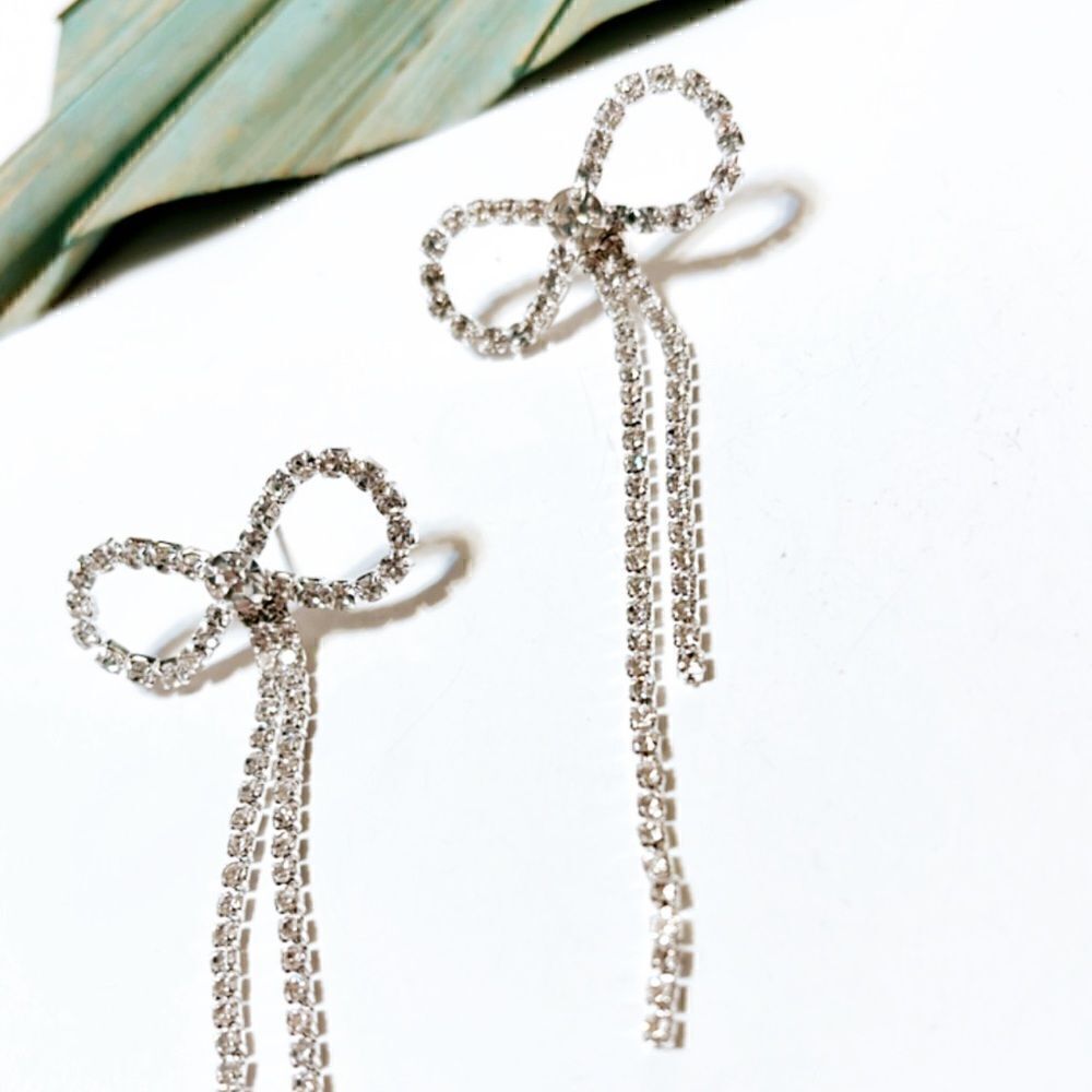 Diamond bow earrings #147 - Picture 3 of 5